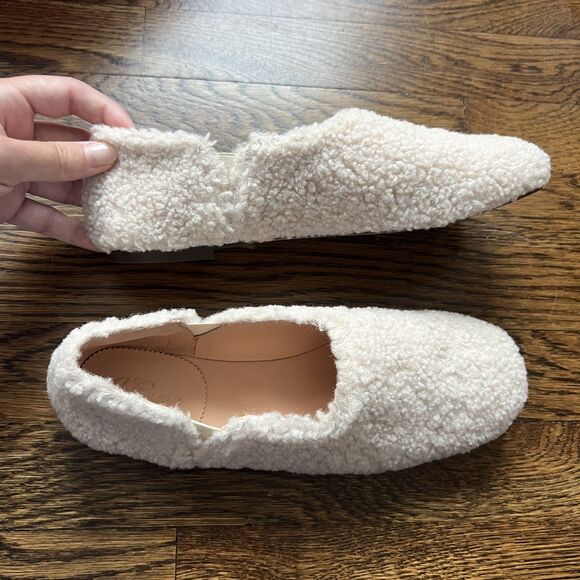 J. Crew Sherpa Flats with Elastic in Dusty Ivory BD448 Women's Size 8 - Picture 8 of 12